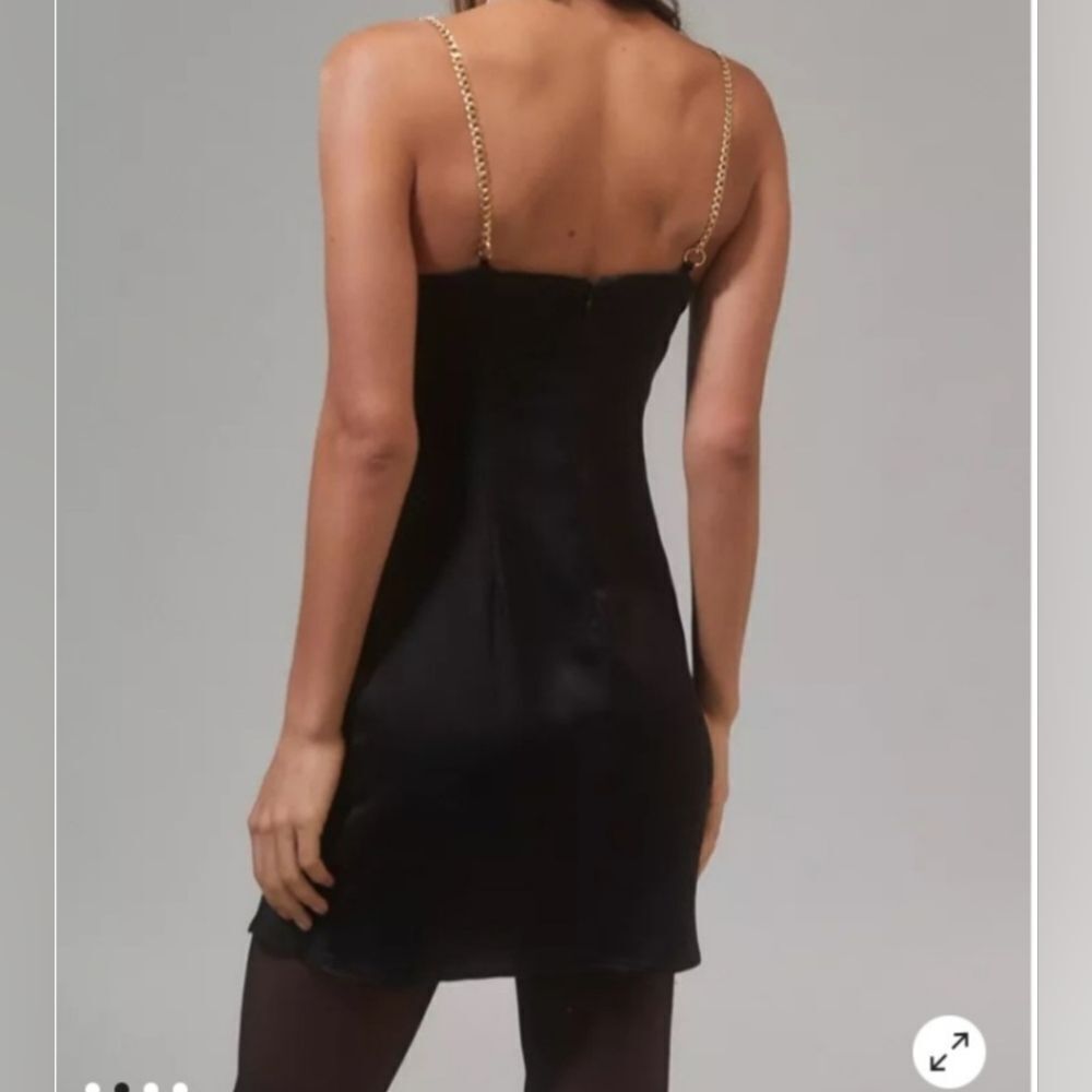 NWT Urban Outfitters Mallory Black Satin Cowlneck Mini Dress - Picture 3 of 5